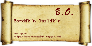 Bordán Oszlár névjegykártya